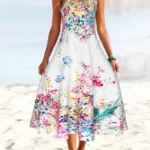 Floral Sleeveless Round Neck Midi Sundress