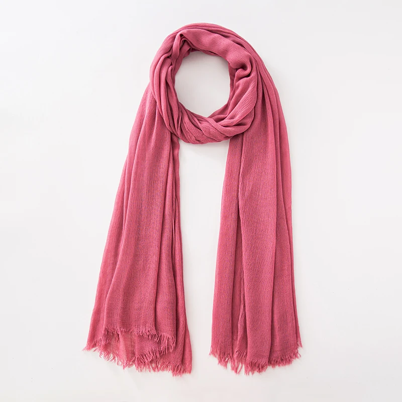 Solid Cotton Hijab with Fringe — Image 40