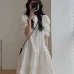 Puff Sleeve Short Dress — Image 2