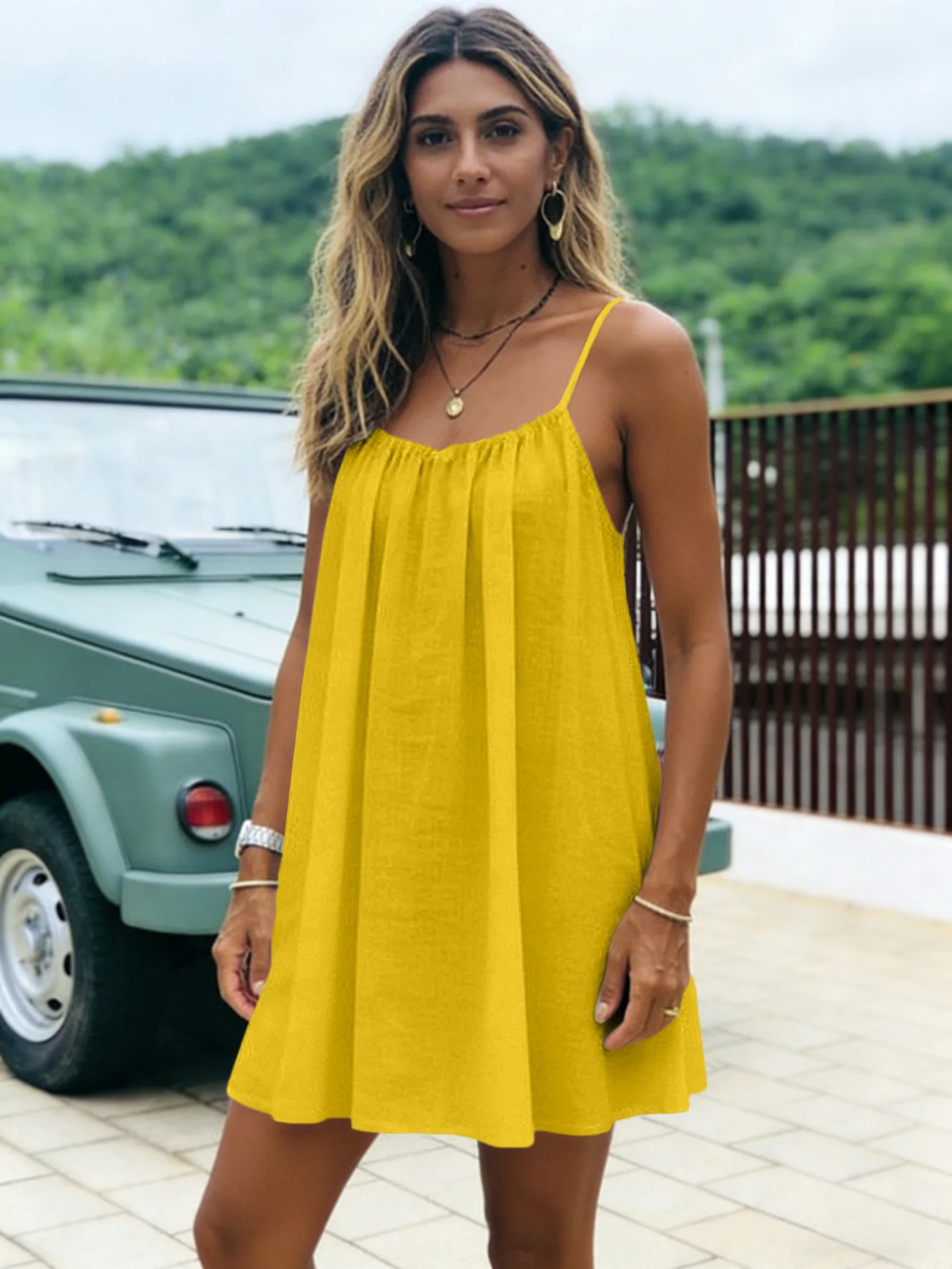Loose Off-Shoulder Dress with Straps