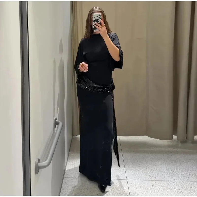 Shiny Sequin Maxi Evening Dress