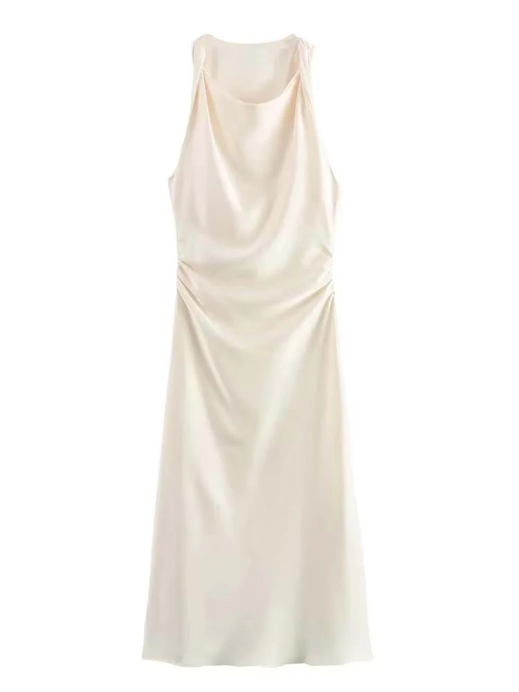 Strappy Satin Midi Dress