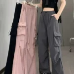 Summer Wide-Leg Cargo Pants with Pockets