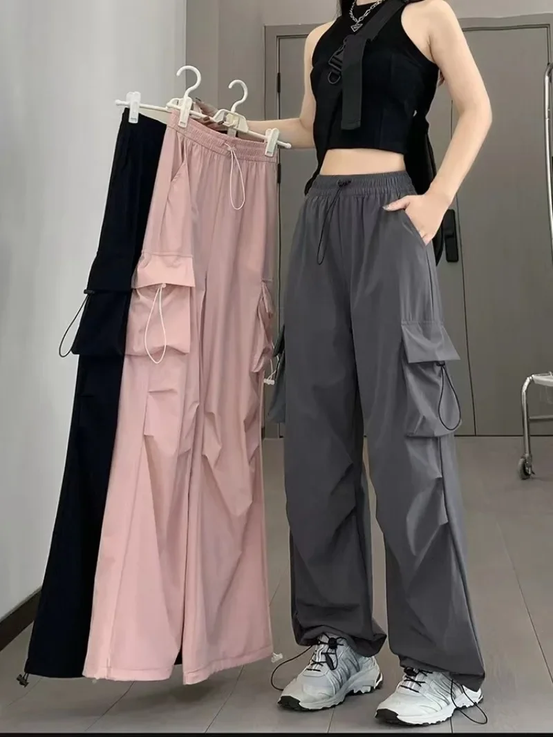 Summer Wide-Leg Cargo Pants with Pockets