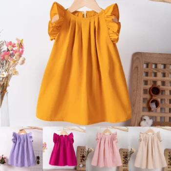 Baby Solid Sleeveless Ruffled Dress
