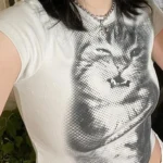 White Cropped Animal Print T-Shirt — Image 5