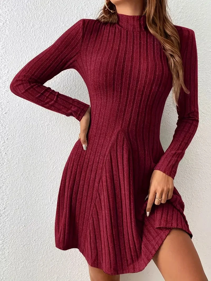 A-Line Dress with Mock Neck