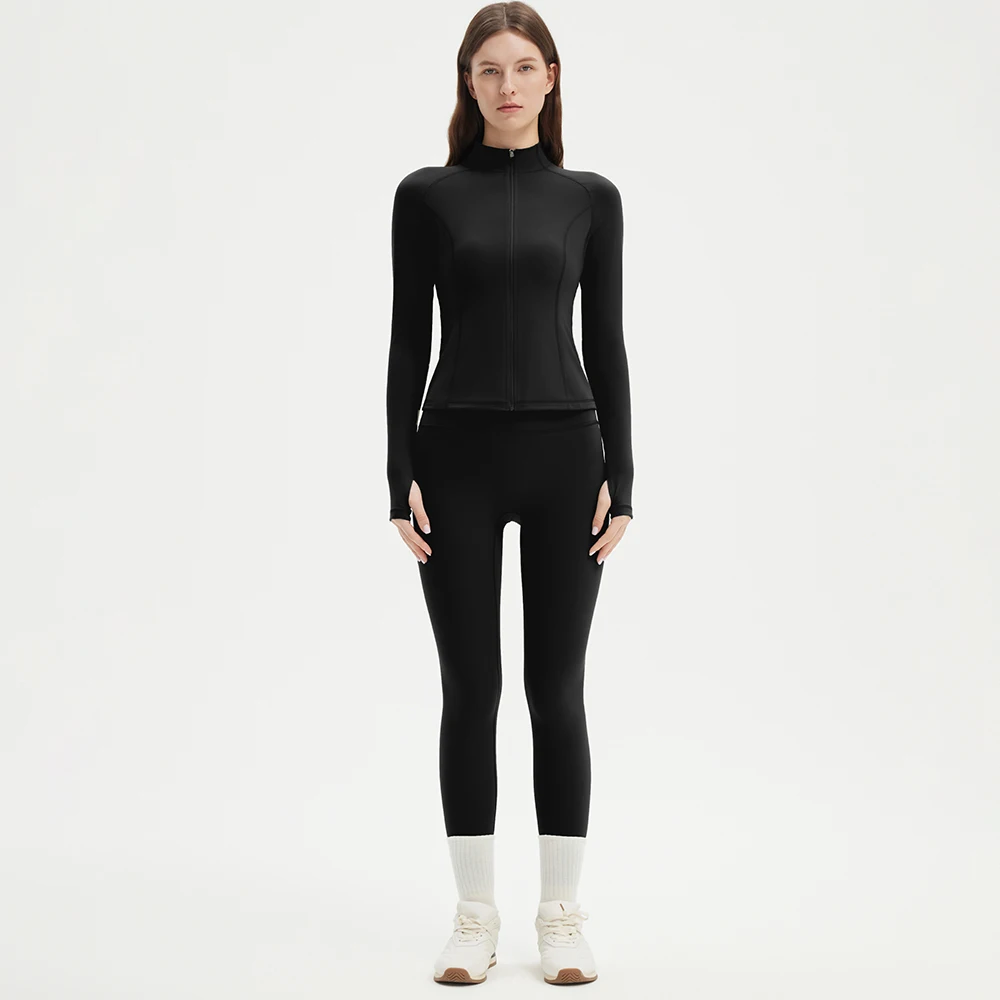 Solid Long Sleeve Set with Zipper