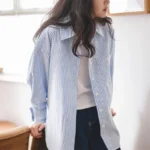 French-Style Blue and White Striped Shirt — Image 4