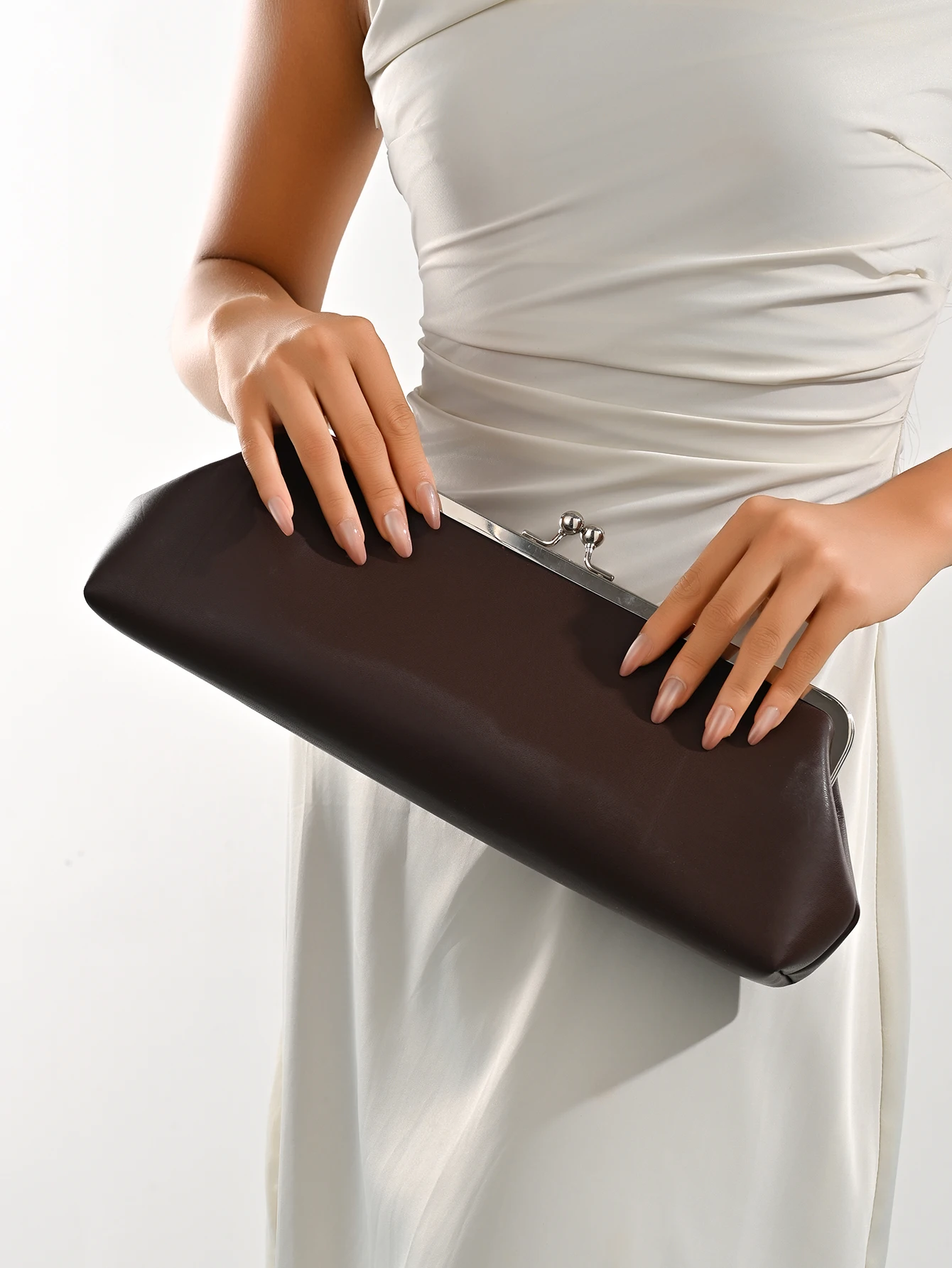 Faux Leather Evening Bag with Clasp