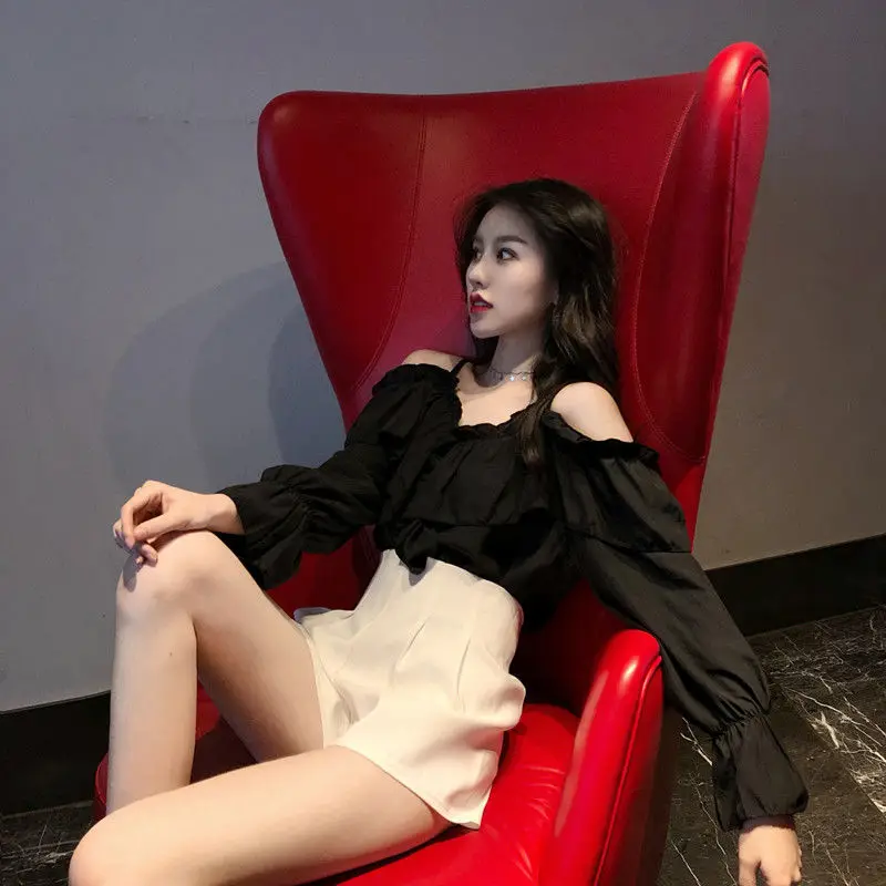 Soft V-Neck Chiffon Blouse with Wide Ruffled Sleeves