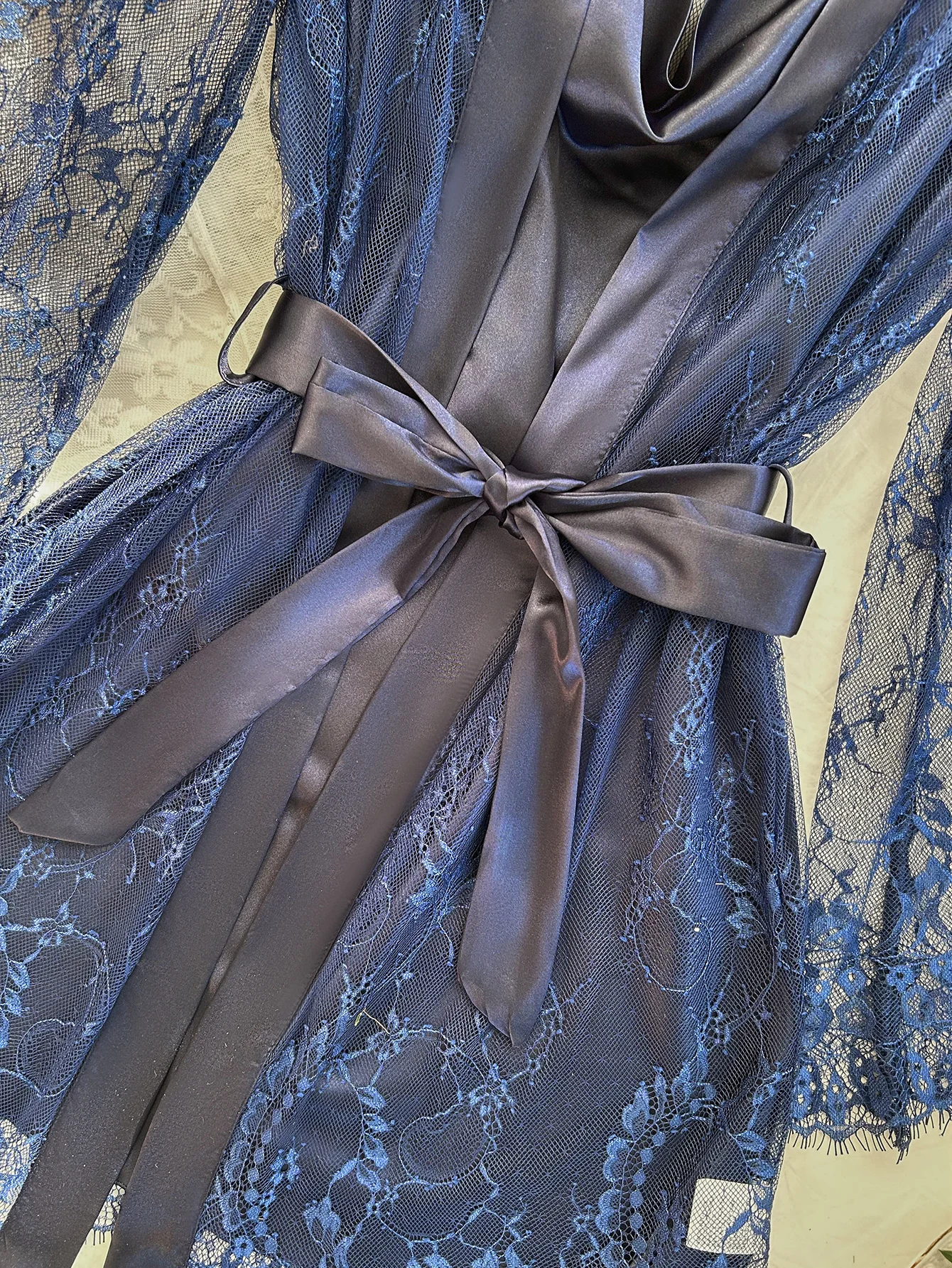 Sleep Set with Strappy Nightgown and Light Lace Robe