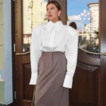 White Puff Sleeve Work Shirt — Image 3
