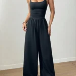 Women's Loose Pleated Jumpsuit with Elastic Waist — Image 4