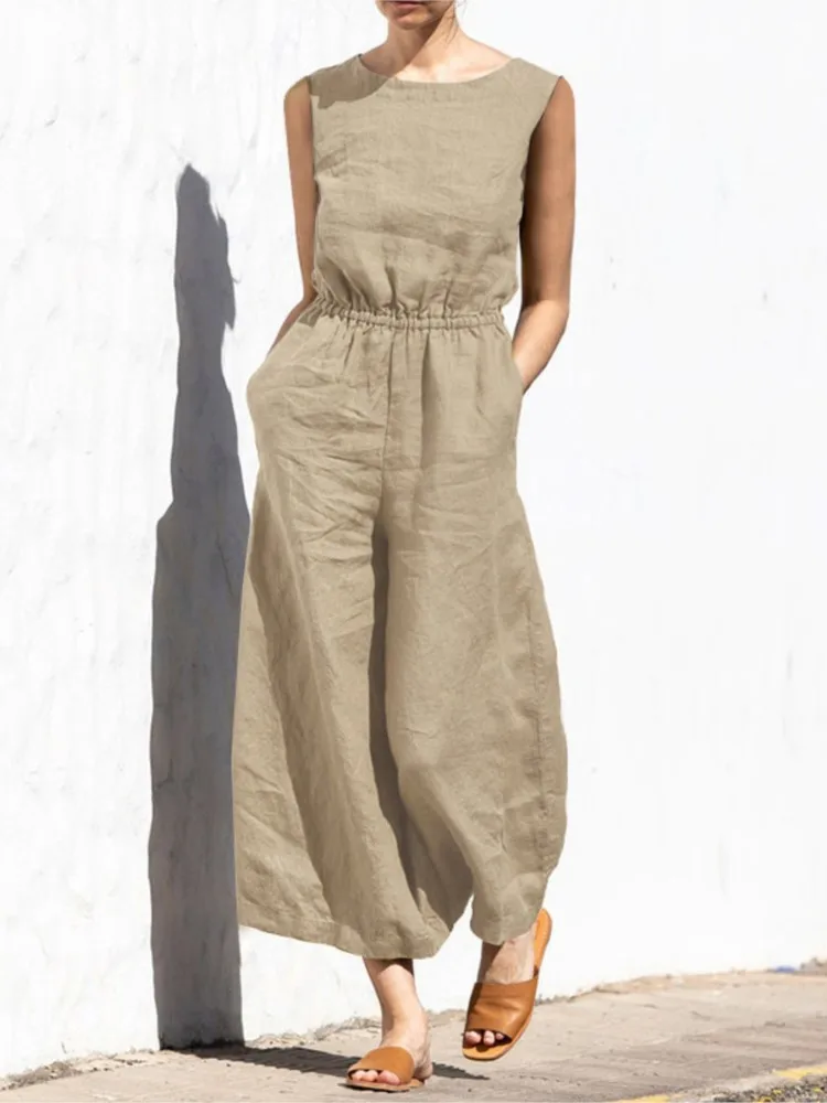 Solid Sleeveless Jumpsuit
