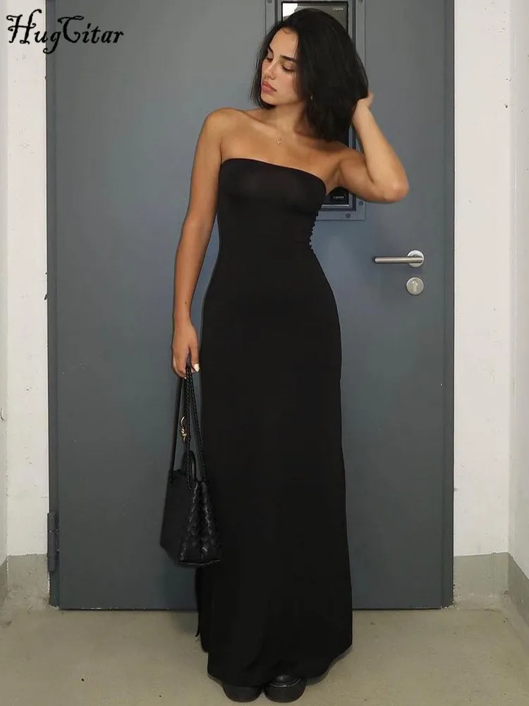 فستان سهرة أسود بأكمام طويلة