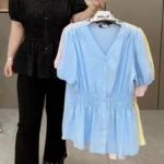 Elastic-Waist Summer Shirt Blouse — Image 3