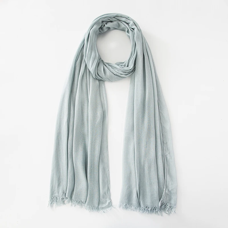 Solid Cotton Hijab with Fringe — Image 29