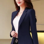 Korean-Style Slim-Fit Long Sleeve Blazer — Image 2