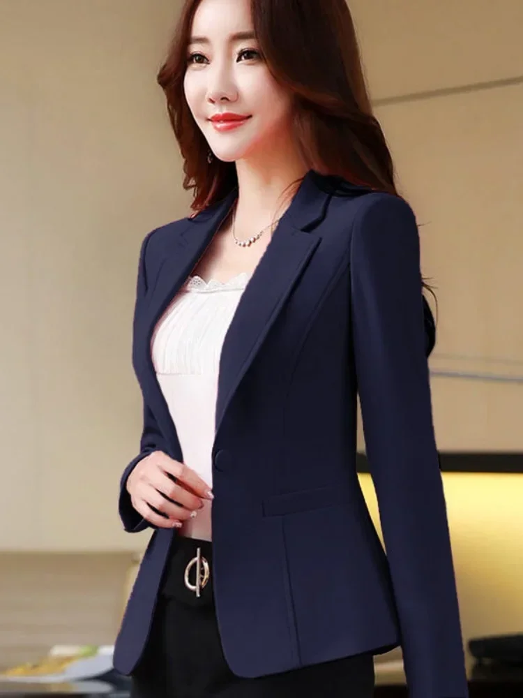 Korean-Style Slim-Fit Long Sleeve Blazer