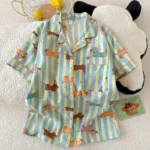 Summer Short Sleeve Pajama Set with Shorts and Fun Print — Image 5