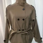Short Double-Breasted Trench Coat with Belt — Image 6