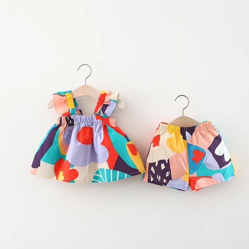 Girls' Set with Strappy Top in Coordinated Colors