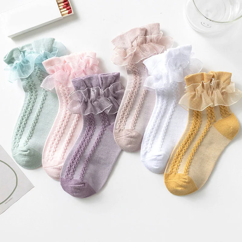 Girls' Lace Cotton Ruffled Socks