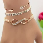 3-Piece Crystal Heart Bracelet Set