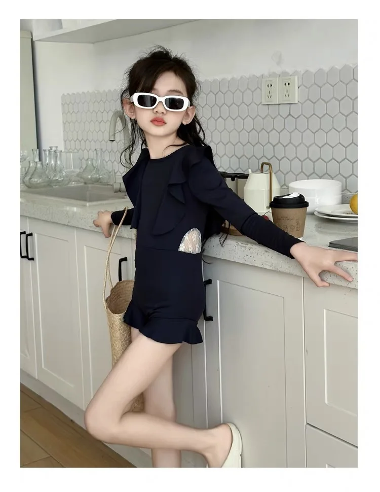 مايوه بناتي سادة بأكمام طويلة — صورة 11
