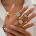طقم خمسة خواتم معدنية غير منتظمة — صورة 2