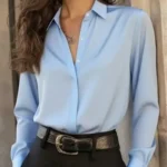 Elegant Long Sleeve Blouse with Buttons — Image 3