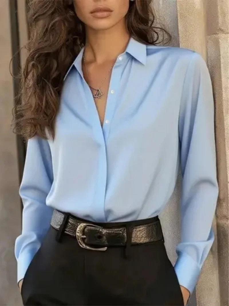 Elegant Long Sleeve Blouse with Buttons