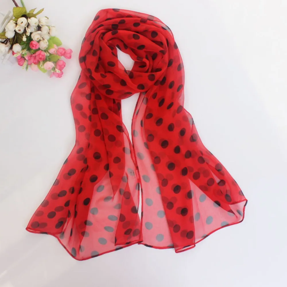 Polka Dot Chiffon Scarf