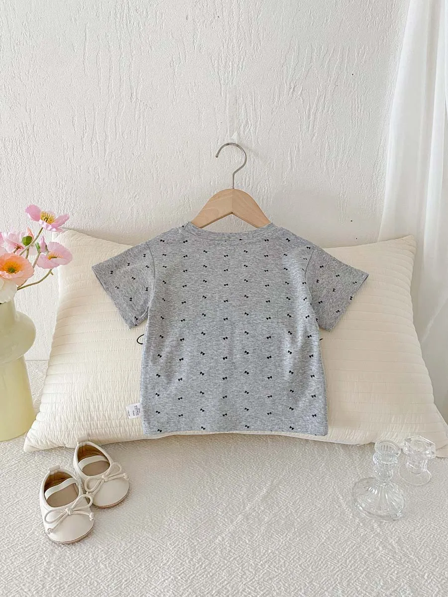 Girls' Pearl Short Sleeve Summer Top with Bow