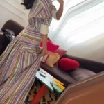 2-Piece Striped Set: Button-Up Shirt and Ankle-Length Skirt — Image 5