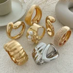 Wide Bracelet with Gold-Tone Drop Design — Image 4