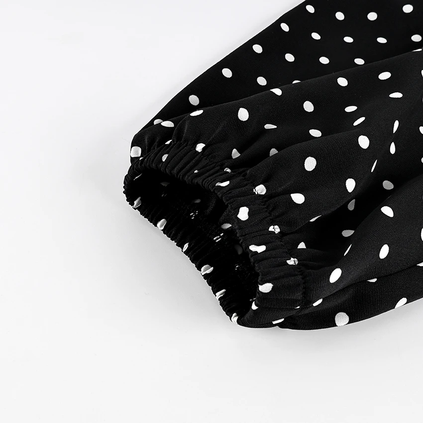 Polka Dot Chiffon Set with Lace Details and Short Skirt