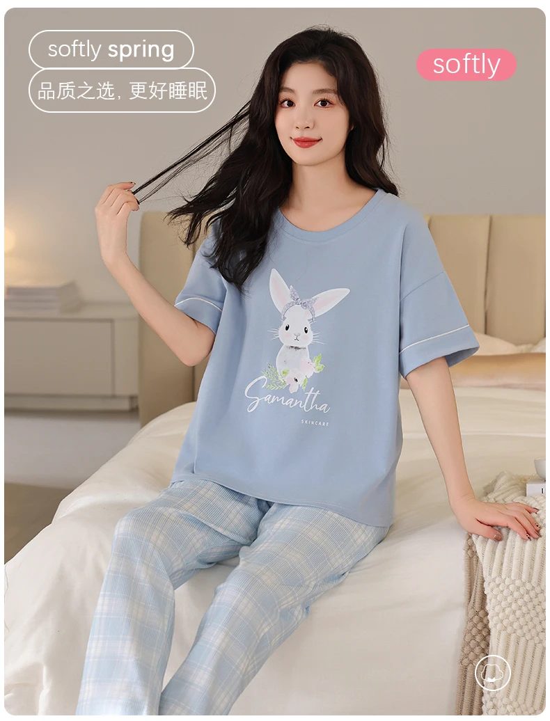 3-Piece Cotton Short Sleeve Summer Sleepwear — Image 16