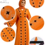 عباية مغلقة بنقشة زهور وطرحة — صورة 6