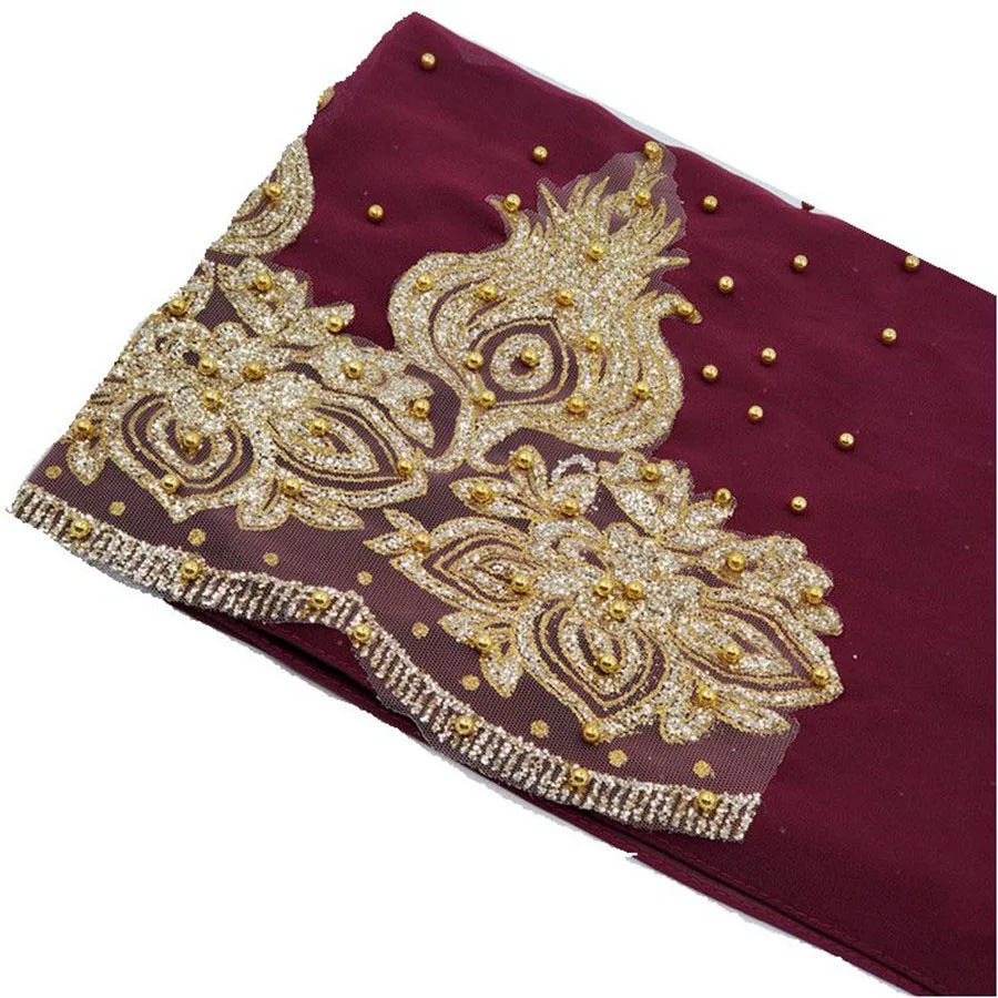 Chiffon Headscarf with Beads and Gold Shimmer — Image 8