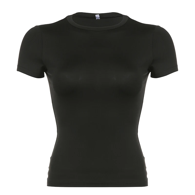 Basic Cropped Crew Neck T-Shirt