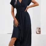 Solid V-Neck Summer Dress — Image 5