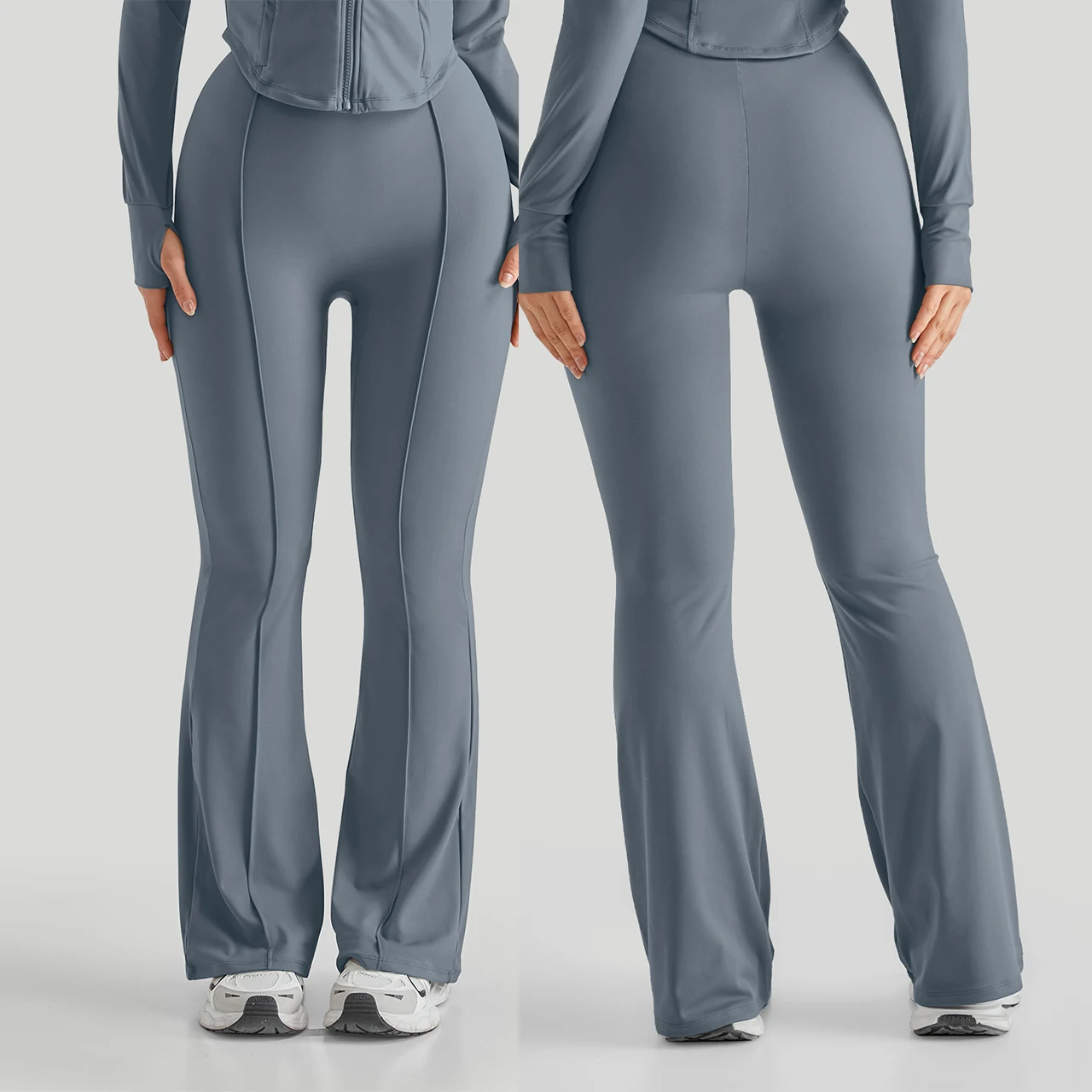 Flared Yoga Pants with Elastic Waist