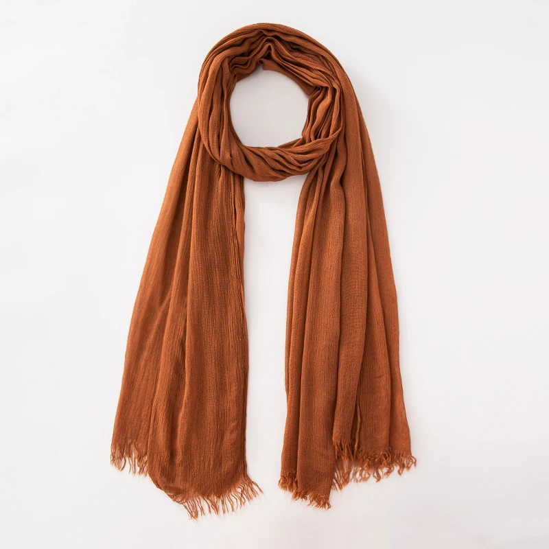 Solid Cotton Hijab with Fringe — Image 31