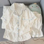 Polka Dot Cotton Short Sleeve Pajamas