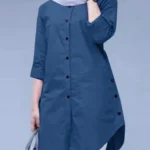 Loose Long Sleeve Shirt with Curved Hem — Image 4