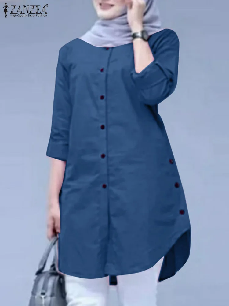 Loose Long Sleeve Shirt with Curved Hem