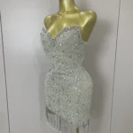 فستان برقبة هالتر وشراشيب — صورة 2