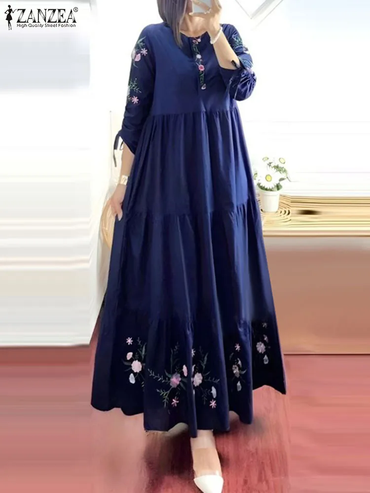 Floral Abaya with Three-Quarter Sleeves